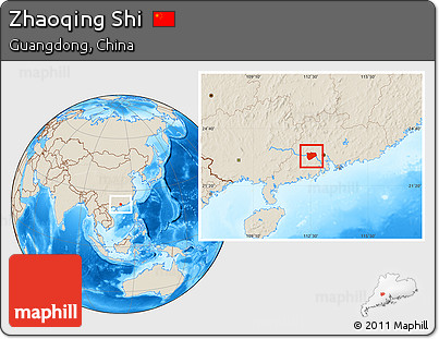 Shaded Relief Location Map of Zhaoqing Shi