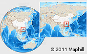 Shaded Relief Location Map of Zhaoqing Shi, highlighted country, highlighted parent region, within the entire country