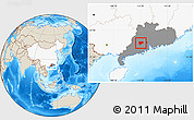 Shaded Relief Location Map of Zhaoqing Shi, highlighted country, highlighted parent region