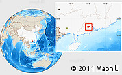 Shaded Relief Location Map of Zhaoqing Shi, highlighted country