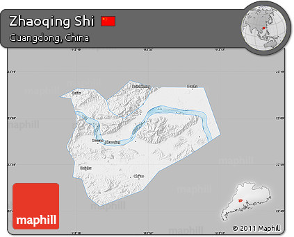 Gray Map of Zhaoqing Shi, single color outside