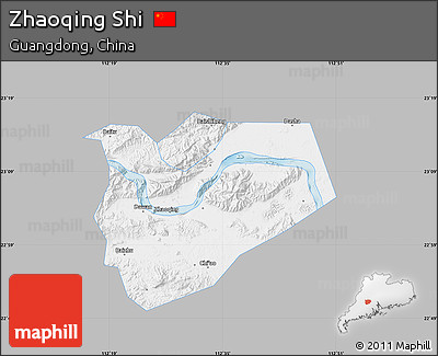 Gray Map of Zhaoqing Shi, single color outside