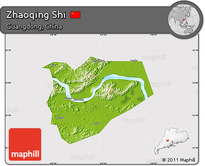 Physical Map of Zhaoqing Shi, cropped outside