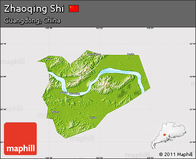 Physical Map of Zhaoqing Shi, cropped outside