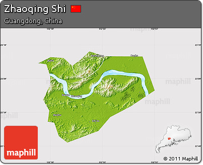 Physical Map of Zhaoqing Shi, cropped outside