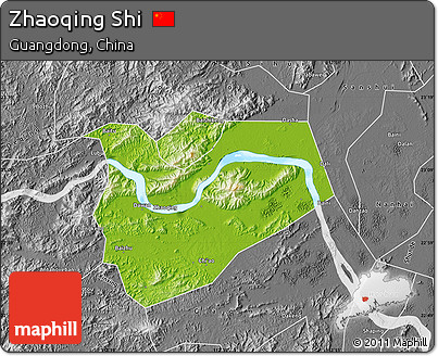 Physical Map of Zhaoqing Shi, desaturated