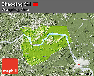 Physical Map of Zhaoqing Shi, semi-desaturated