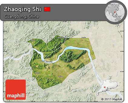Satellite Map of Zhaoqing Shi, lighten
