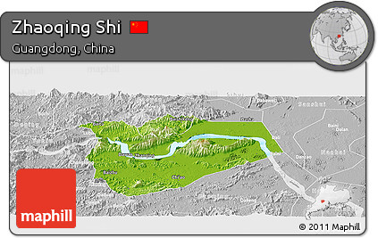 Physical Panoramic Map of Zhaoqing Shi, lighten, desaturated