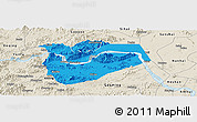 Political Panoramic Map of Zhaoqing Shi, shaded relief outside