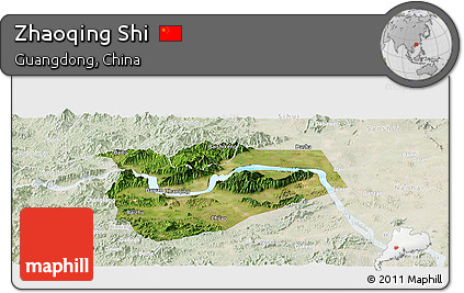 Satellite Panoramic Map of Zhaoqing Shi, lighten