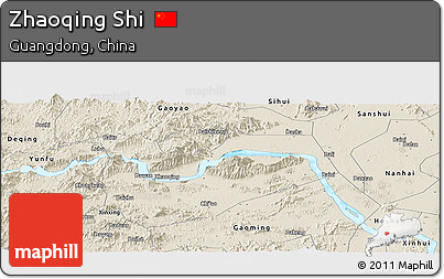 Shaded Relief Panoramic Map of Zhaoqing Shi