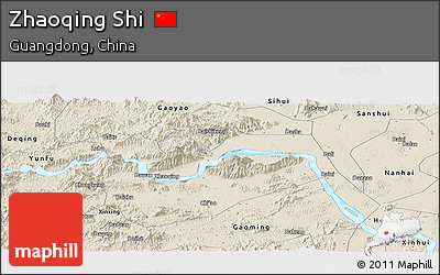 Shaded Relief Panoramic Map of Zhaoqing Shi