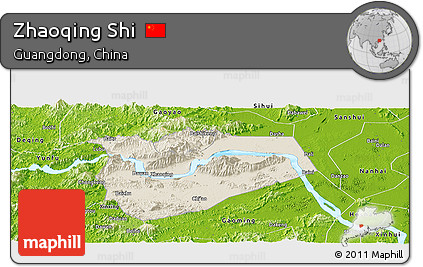 Shaded Relief Panoramic Map of Zhaoqing Shi, physical outside