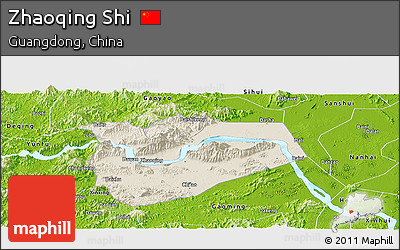 Shaded Relief Panoramic Map of Zhaoqing Shi, physical outside