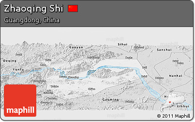 Silver Style Panoramic Map of Zhaoqing Shi