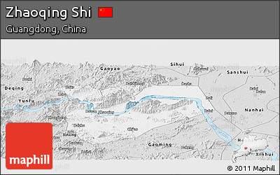 Silver Style Panoramic Map of Zhaoqing Shi