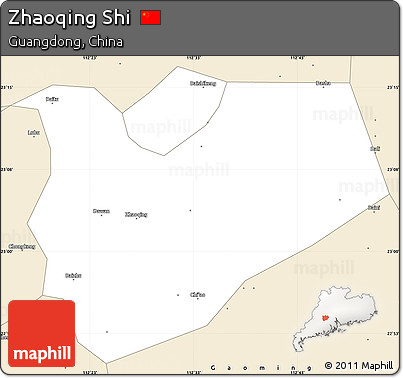 Classic Style Simple Map of Zhaoqing Shi