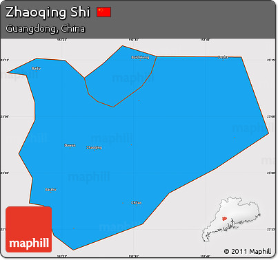 Political Simple Map of Zhaoqing Shi, cropped outside