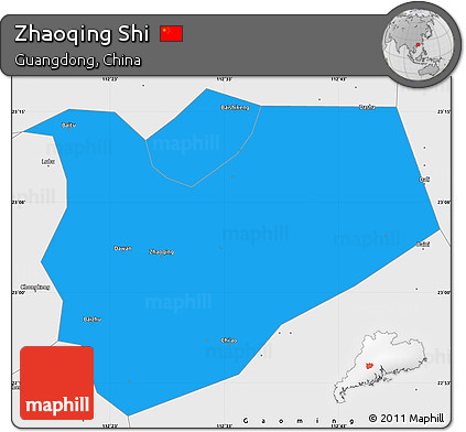 Political Simple Map of Zhaoqing Shi, single color outside, borders and labels