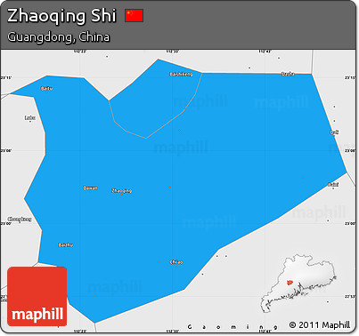 Political Simple Map of Zhaoqing Shi, single color outside, borders and labels