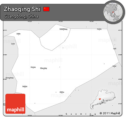 Silver Style Simple Map of Zhaoqing Shi