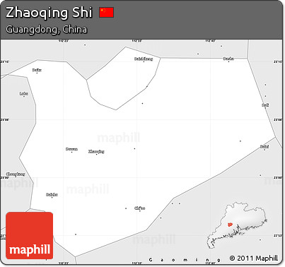 Silver Style Simple Map of Zhaoqing Shi