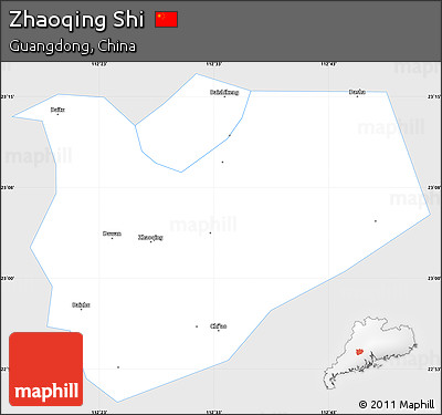 Silver Style Simple Map of Zhaoqing Shi, single color outside