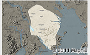 Shaded Relief 3D Map of Zhongshan, darken
