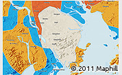 Shaded Relief 3D Map of Zhongshan, political outside