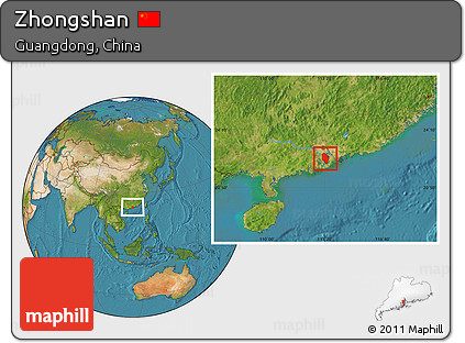 Satellite Location Map of Zhongshan