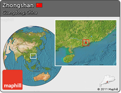 Satellite Location Map of Zhongshan