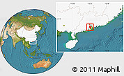 Satellite Location Map of Zhongshan, highlighted country