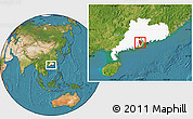 Satellite Location Map of Zhongshan, highlighted parent region