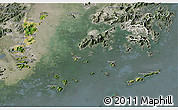 Satellite 3D Map of Zhuhai Shi, semi-desaturated