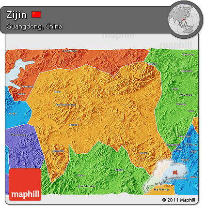 Political 3D Map of Zijin
