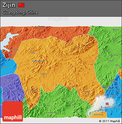 Political 3D Map of Zijin