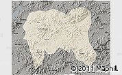 Shaded Relief 3D Map of Zijin, darken, semi-desaturated