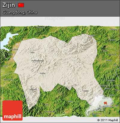 Shaded Relief 3D Map of Zijin, satellite outside