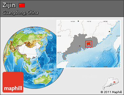 Physical Location Map of Zijin, highlighted country, highlighted parent region