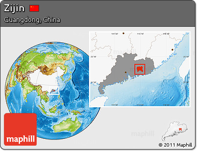 Physical Location Map of Zijin, highlighted country, highlighted parent region