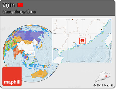 Political Location Map of Zijin, highlighted country