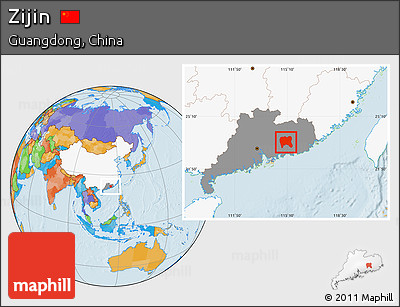 Political Location Map of Zijin, highlighted country, highlighted parent region