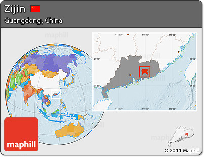 Political Location Map of Zijin, highlighted country, highlighted parent region