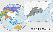 Political Location Map of Zijin, highlighted country, highlighted parent region