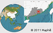 Satellite Location Map of Zijin, highlighted country, highlighted parent region