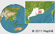 Satellite Location Map of Zijin, highlighted parent region