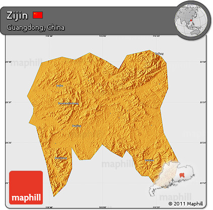 Political Map of Zijin, single color outside
