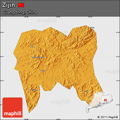 Political Map of Zijin, single color outside