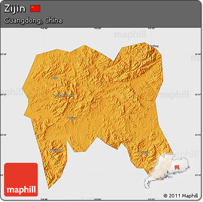 Political Map of Zijin, single color outside